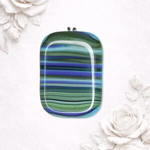 6628. Blue and Green Striped Glass Pendant